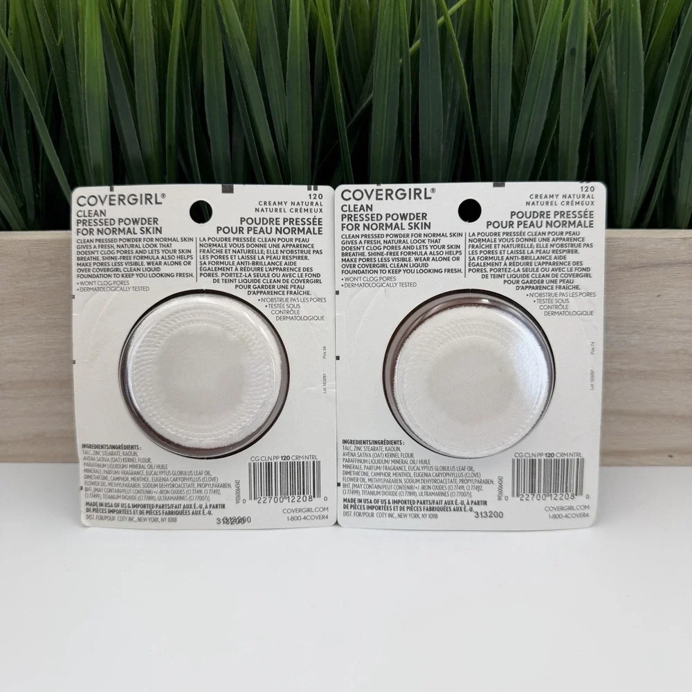 (2) COVERGIRL Clean Pressed Powder Foundation 120 CREAMY NATURAL Original Talc